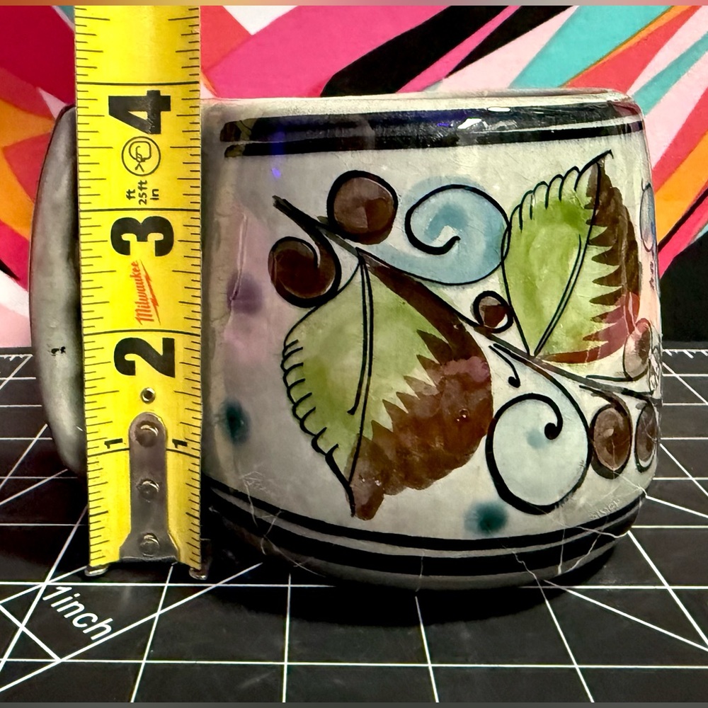 Vintage Tonala Mexican Art Pottery Mug Artist Signed